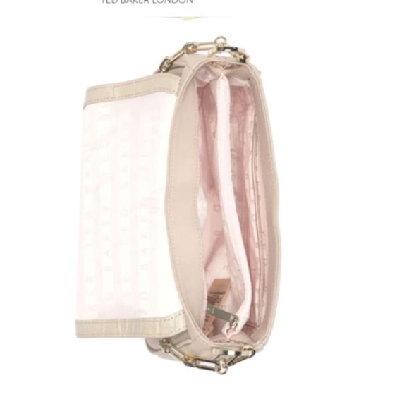 NWT Ted Baker London Loop & Tab Crossbody, Taupe, Very Soft Leather, Retail $295 - Picture 3 of 6